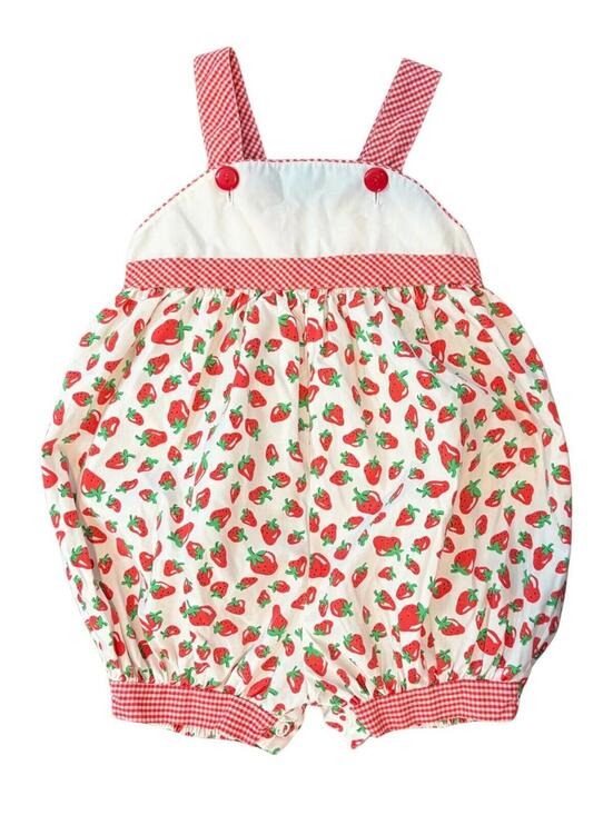 Baby Togs Other - Vintage Baby Togs Strawberry Print Gingham Bubble Romper size 24 months